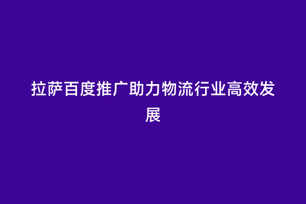 拉萨百度推广助力物流行业高效发展