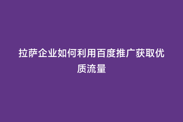 拉萨企业如何利用百度推广获取优质流量