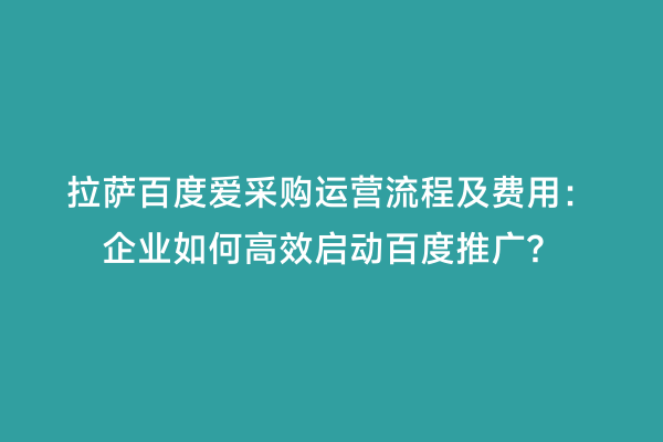拉萨百度爱采购运营流程及费用：企业如何高效启动百度推广？