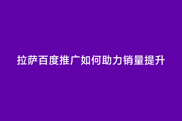 拉萨百度推广如何助力销量提升