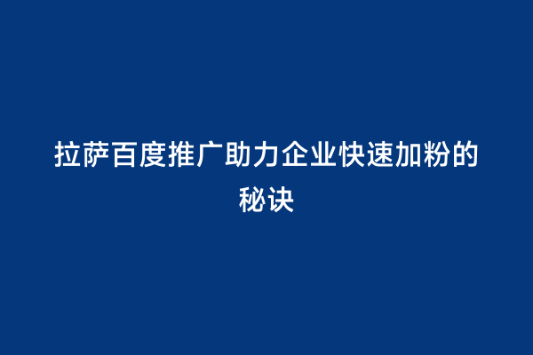 拉萨百度推广助力企业快速加粉的秘诀