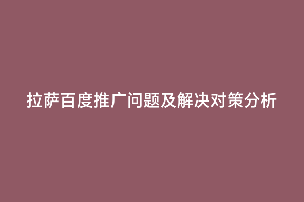 拉萨百度推广问题及解决对策分析