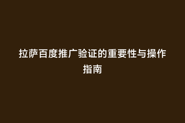 拉萨百度推广验证的重要性与操作指南