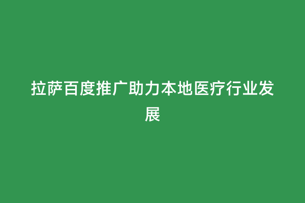 拉萨百度推广助力本地医疗行业发展
