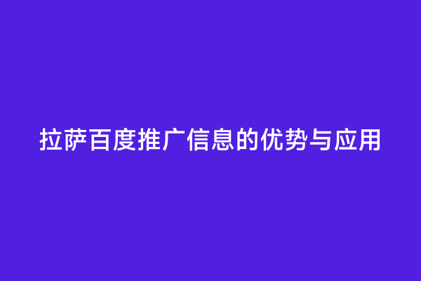 拉萨百度推广信息的优势与应用
