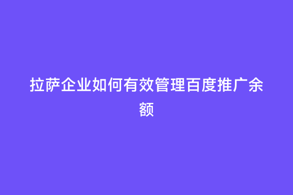 拉萨企业如何有效管理百度推广余额