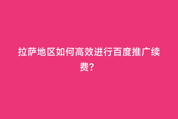 拉萨地区如何高效进行百度推广续费？