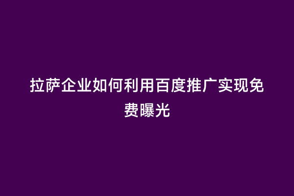 拉萨企业如何利用百度推广实现免费曝光