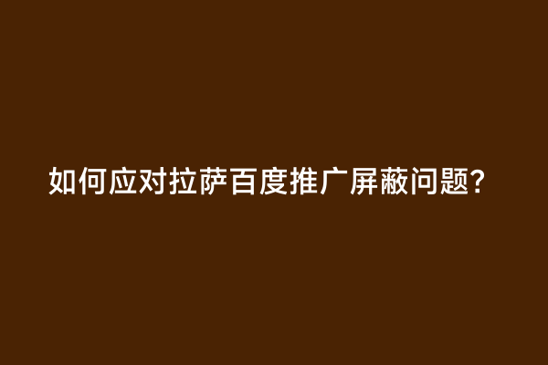 如何应对拉萨百度推广屏蔽问题？