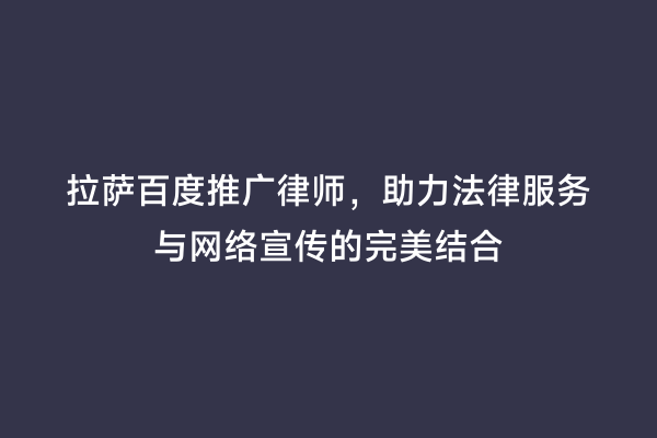 拉萨百度推广律师，助力法律服务与网络宣传的完美结合