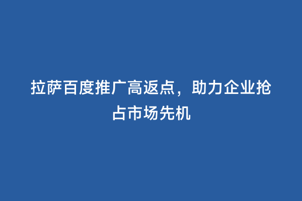拉萨百度推广高返点，助力企业抢占市场先机