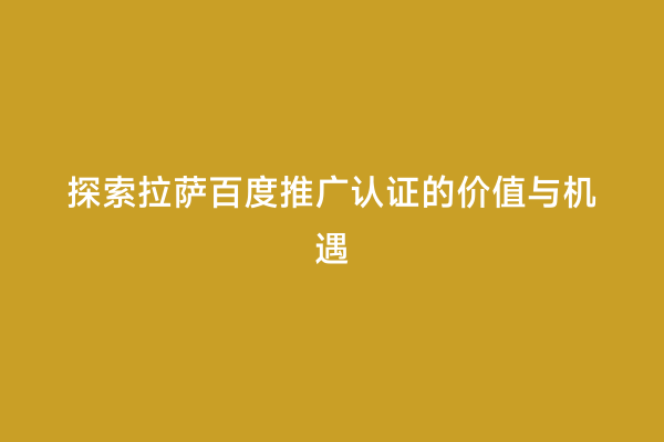 探索拉萨百度推广认证的价值与机遇