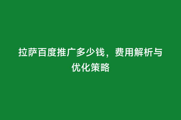 拉萨百度推广多少钱，费用解析与优化策略