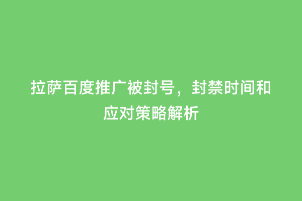 拉萨百度推广被封号，封禁时间和应对策略解析