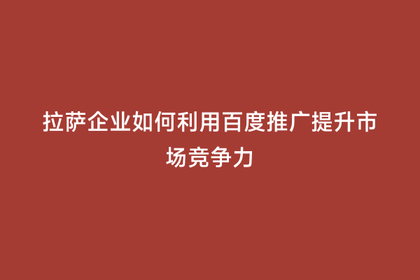 拉萨企业如何利用百度推广提升市场竞争力