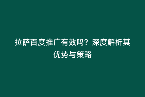 拉萨百度推广有效吗？深度解析其优势与策略