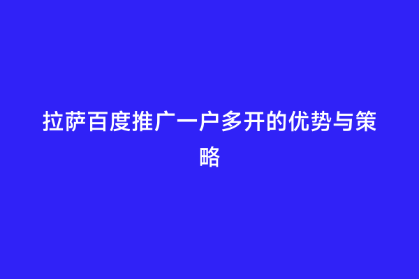 拉萨百度推广一户多开的优势与策略
