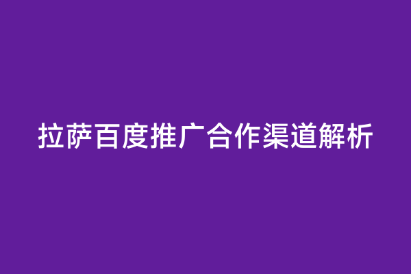 拉萨百度推广合作渠道解析