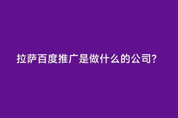拉萨百度推广是做什么的公司？