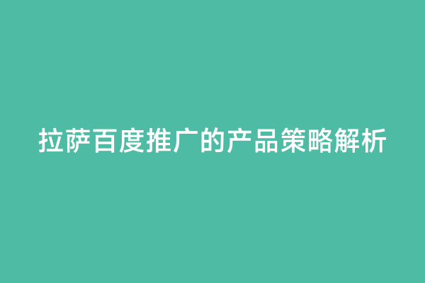 拉萨百度推广的产品策略解析