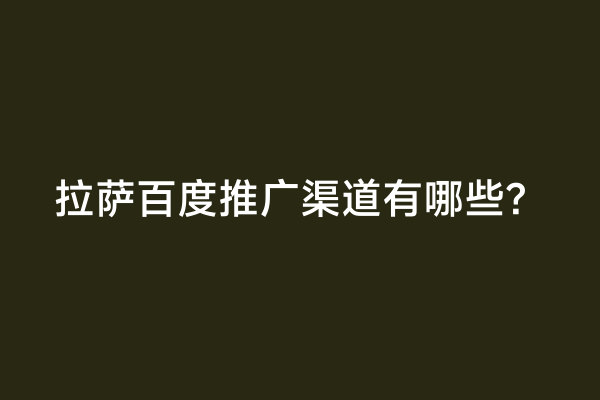 拉萨百度推广渠道有哪些？