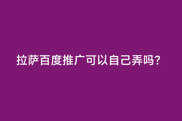 拉萨百度推广可以自己弄吗？