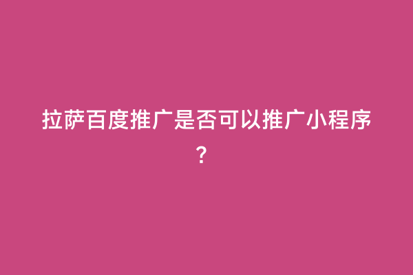 拉萨百度推广是否可以推广小程序？