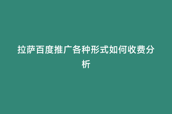 拉萨百度推广各种形式如何收费分析