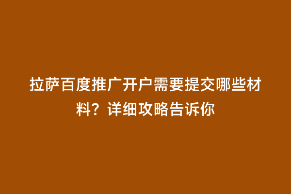 拉萨百度推广开户需要提交哪些材料？详细攻略告诉你