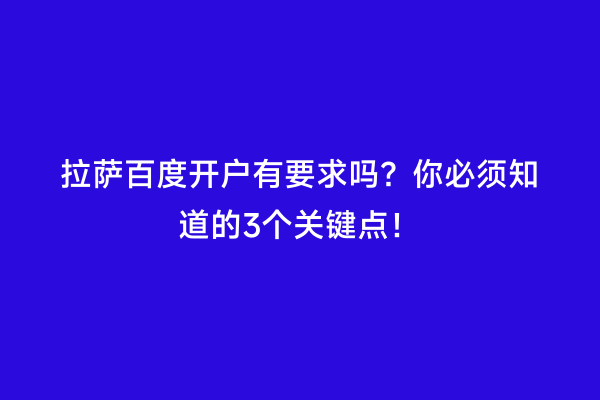 拉萨百度开户有要求吗？你必须知道的3个关键点！