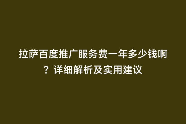 拉萨百度推广服务费一年多少钱啊？详细解析及实用建议