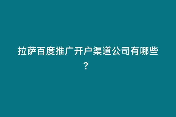 拉萨百度推广开户渠道公司有哪些？