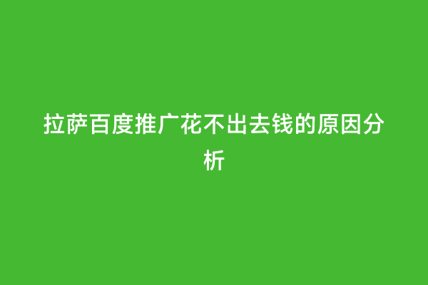 拉萨百度推广花不出去钱的原因分析
