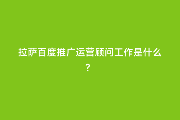 拉萨百度推广运营顾问工作是什么？