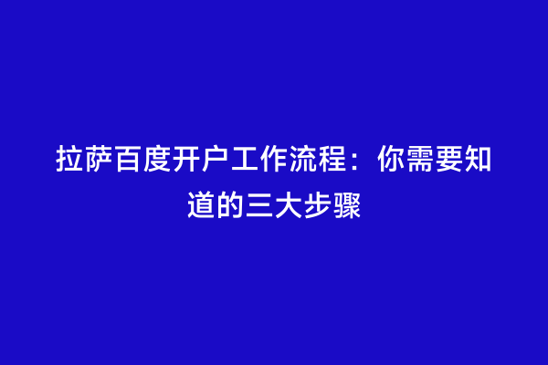 拉萨百度开户工作流程：你需要知道的三大步骤