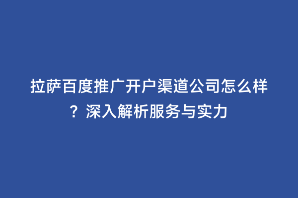 拉萨百度推广开户渠道公司怎么样？深入解析服务与实力
