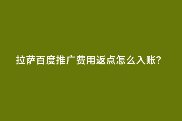 拉萨百度推广费用返点怎么入账？