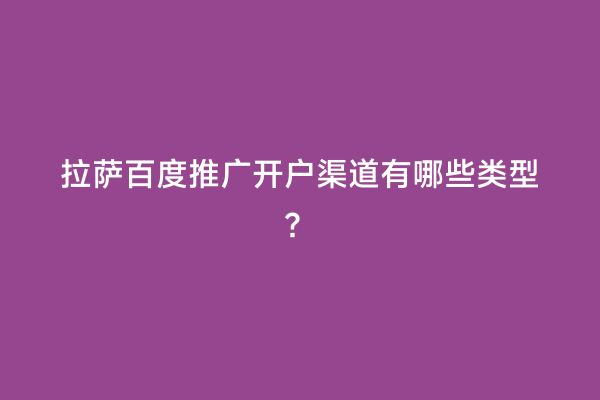 拉萨百度推广开户渠道有哪些类型？