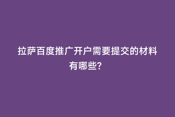 拉萨百度推广开户需要提交的材料有哪些？