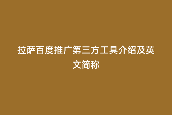拉萨百度推广第三方工具介绍及英文简称