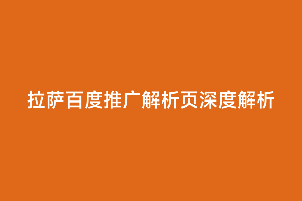拉萨百度推广解析页深度解析
