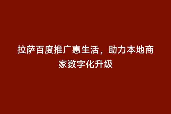 拉萨百度推广惠生活，助力本地商家数字化升级