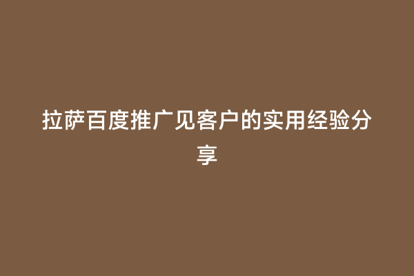 拉萨百度推广见客户的实用经验分享