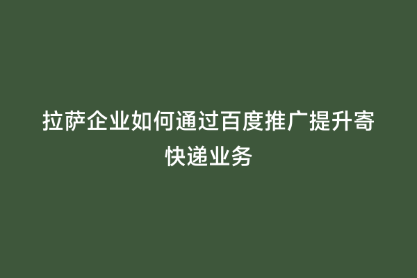 拉萨企业如何通过百度推广提升寄快递业务