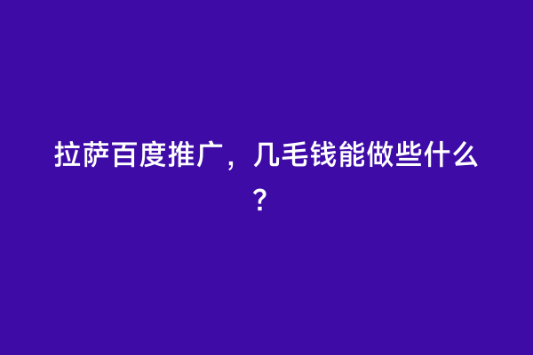 拉萨百度推广，几毛钱能做些什么？