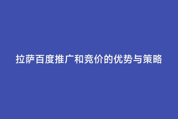 拉萨百度推广和竞价的优势与策略