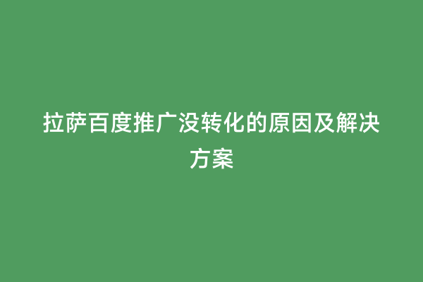 拉萨百度推广没转化的原因及解决方案