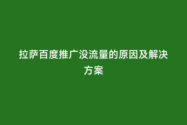 拉萨百度推广没流量的原因及解决方案