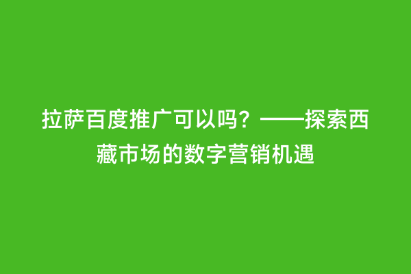拉萨百度推广可以吗？——探索西藏市场的数字营销机遇