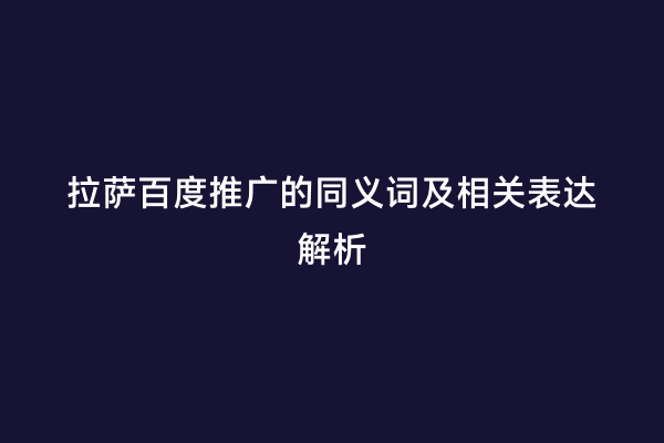 拉萨百度推广的同义词及相关表达解析
